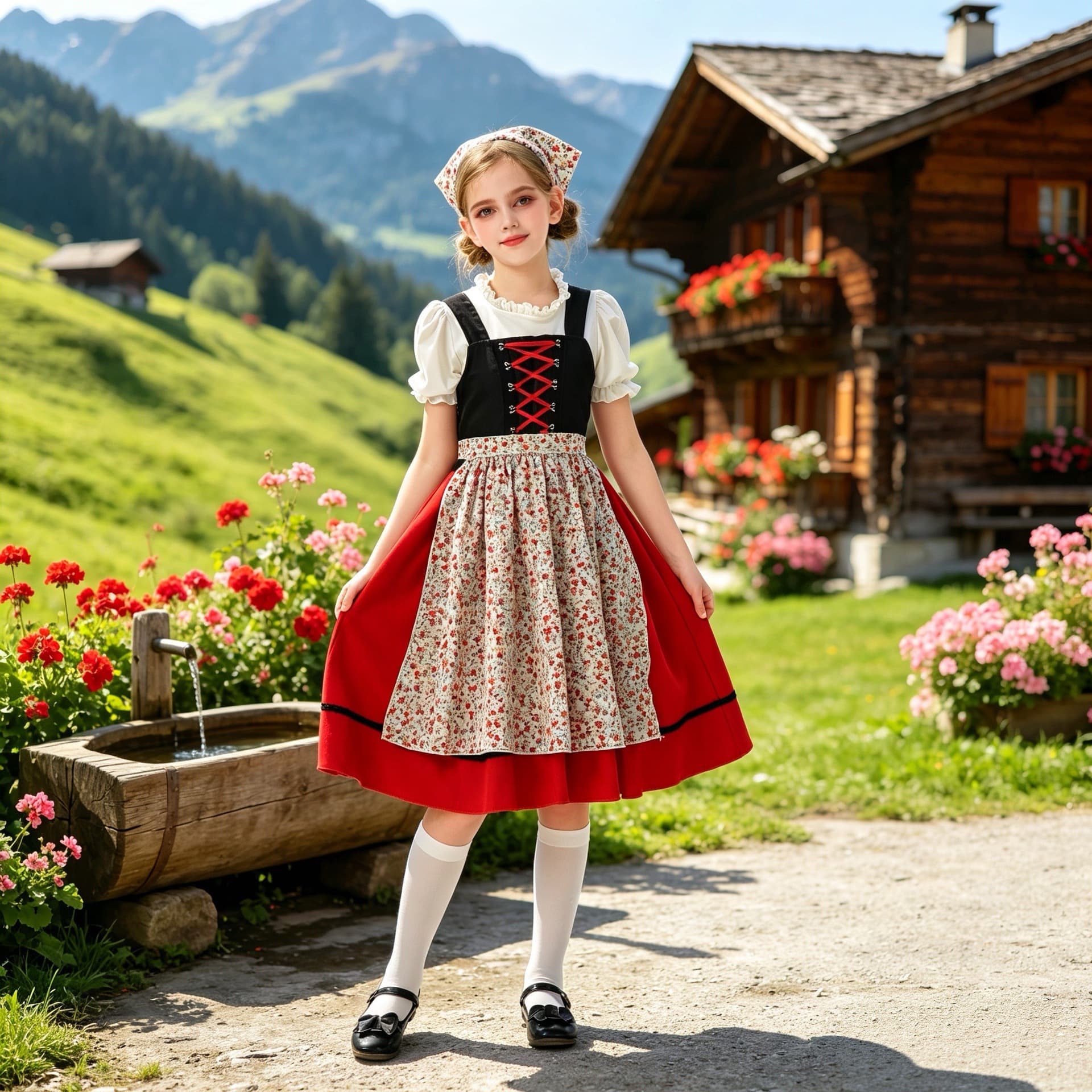 Traditional Bavarian children's Dirndl clothing European country girls' dress German Oktoberfest performance clothing