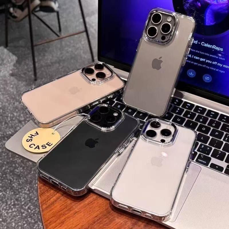 Cross-border compatible iPhone 17 Pro Max ice air-cushion phone case, Apple 16 simple silver frame protective case