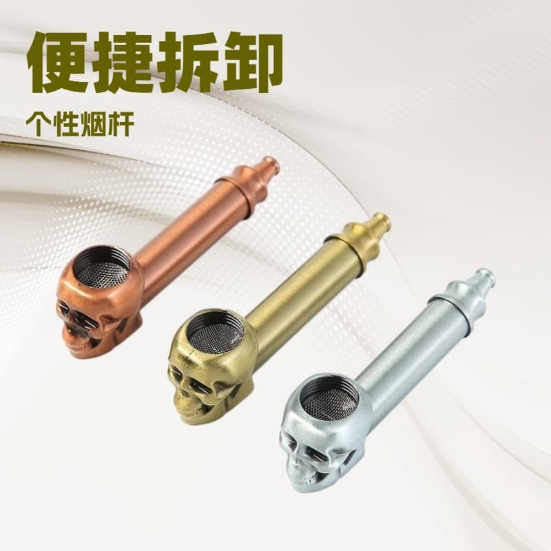 Cross-border creative handheld portable skull pipe, portable smoking set, fashionable metal pipe Skull Pipe