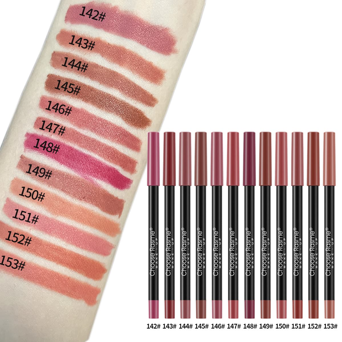 Cross-border Trade 12-Color Lip Liner Set Matte Nude Long-lasting Non-transfer Assorted Lipstick Foam Lip Pencil
