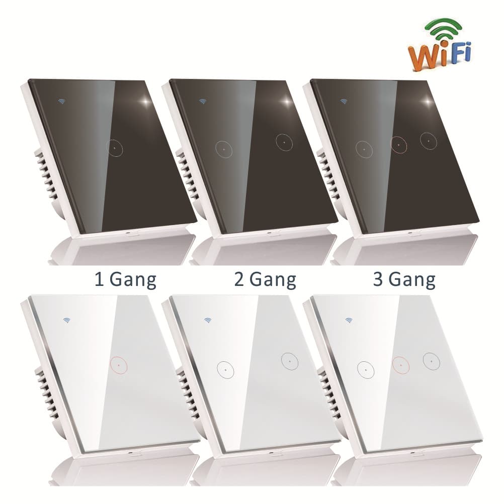 European and British Standard 86 Panel Smart Voice Control Graffiti APP No Neutral Wire Single Fire WiFi Smart Touch Switch