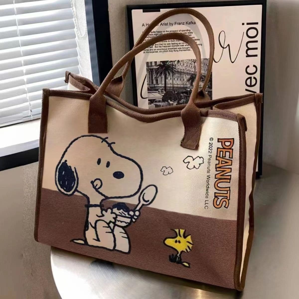 Printed Cartoon Canvas Large Capacity Tote Bag Women's New Portable Shopping Bag Tutorial Bag Wholesale