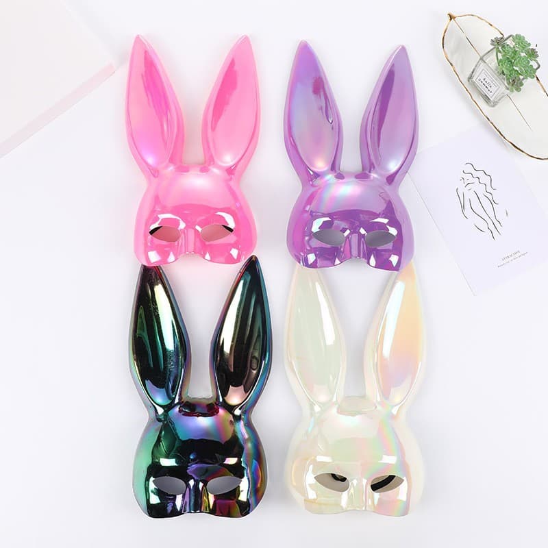 Wenyou Halloween Masquerade Bunny Ears Half Face Mask Carnival Bunny Bar Party Dress Up Props