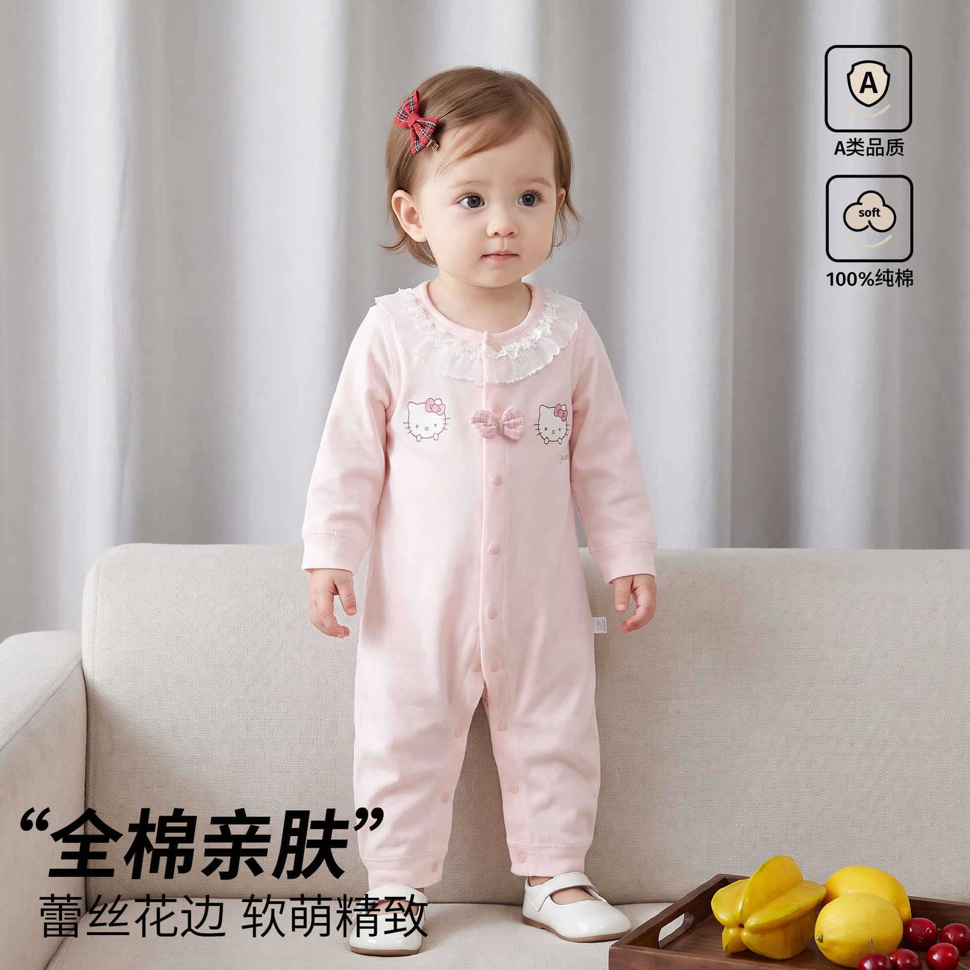Baby spring and autumn clothes, pure cotton, cute baby girl jumpsuit, super cute autumn newborn baby clothes, long-sleeved crawl suit