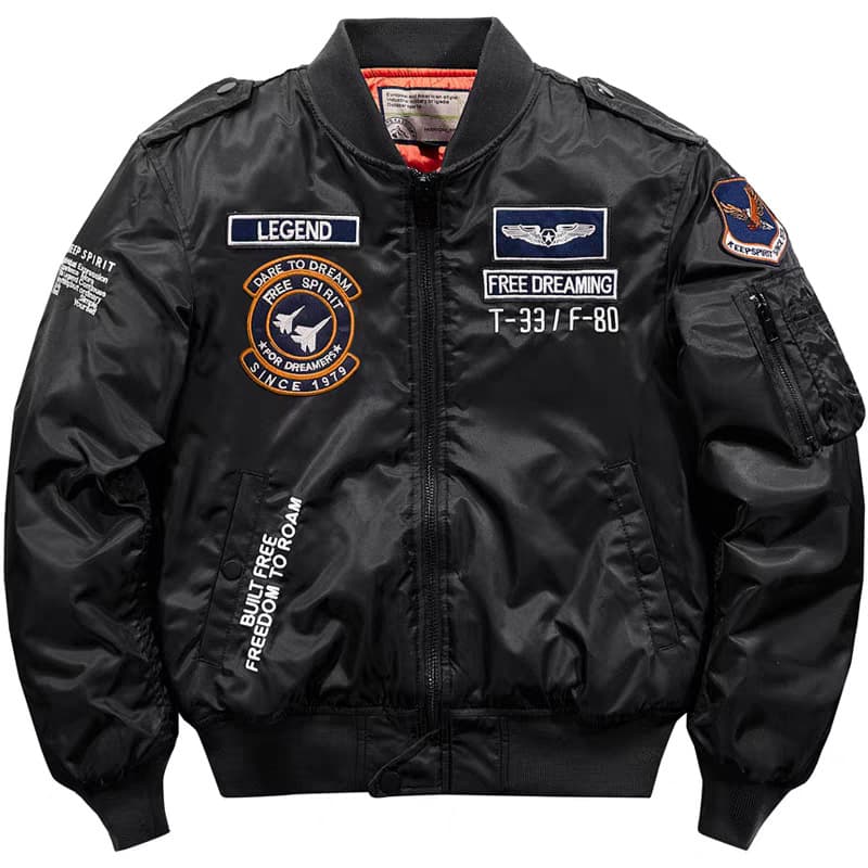 Heavy-duty MA1 Pilot Jacket Embroidered Baseball Jacket Men's Autumn Winter Loose American Flight Jacket Workwear Coat