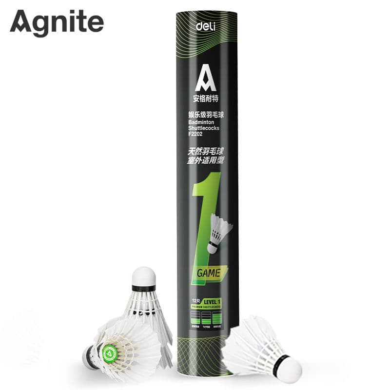 Deli F2202 Aognite badminton shuttlecocks (white, 12/pack) with stable flight and durability