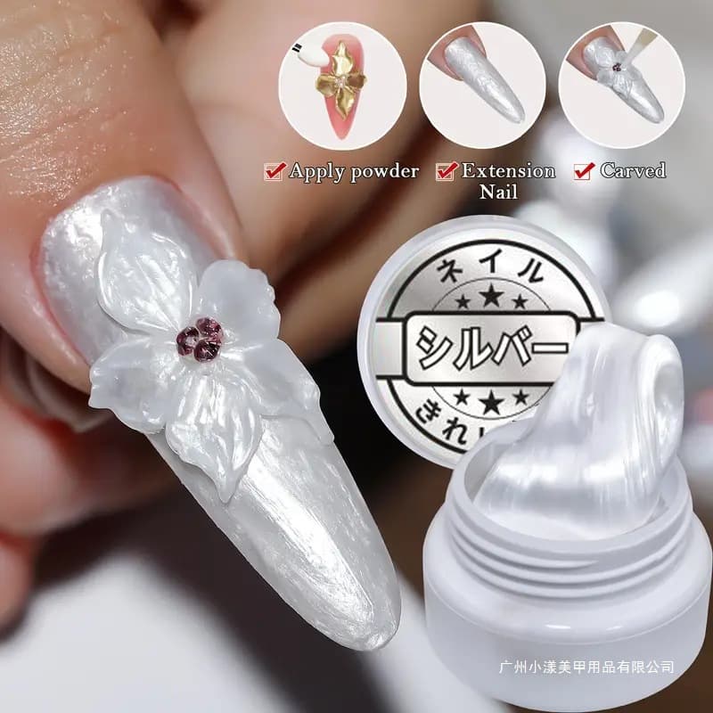 Cross-border hot selling satin carving glue manicure pinch glue satin carving glue ice flower solid pearl nail polish gel