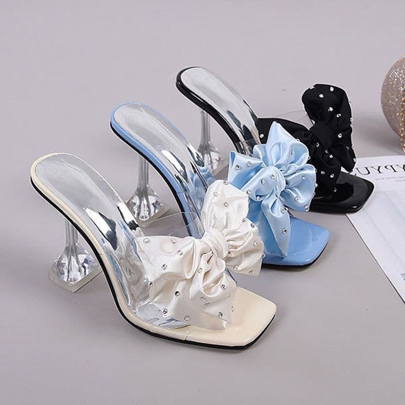 New Korean Fairy Style Butterfly Bow Half-Slip High Heel Thin Heel One-Strap Sandals Summer 2026 Sandals Women
