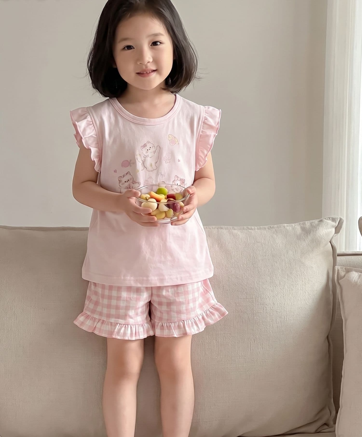 Children's Sleeveless Pajamas Girls Ice Silk Summer Thin Vest Shorts Set for Baby Princess