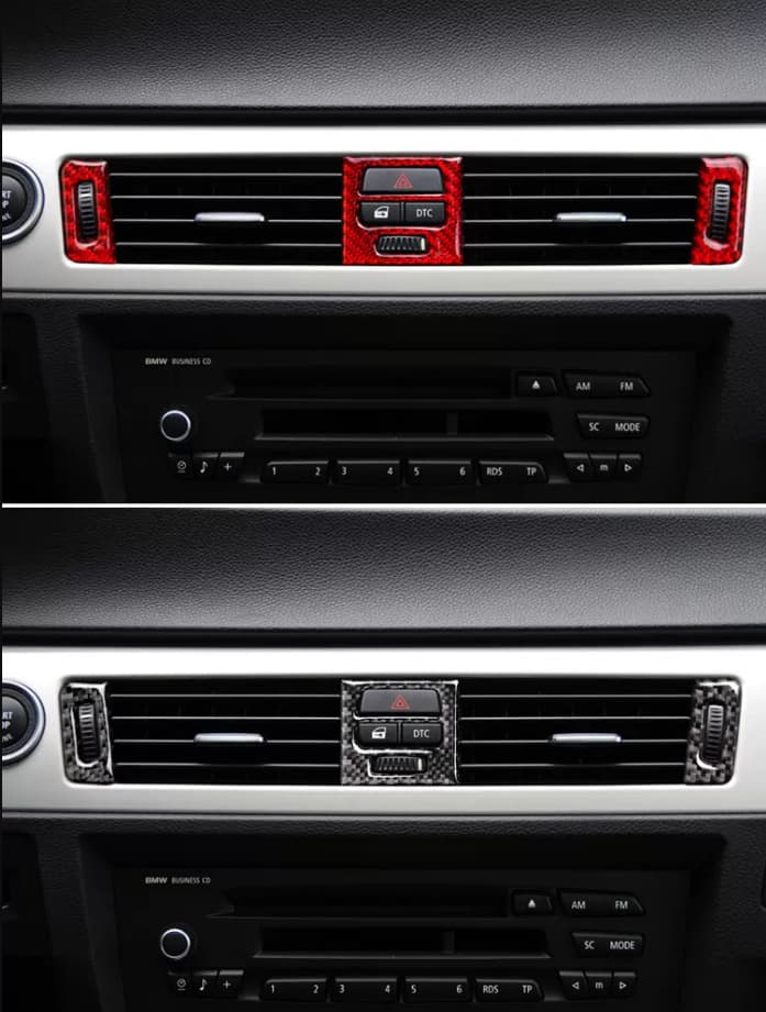 Carbon fiber dashboard vent panel sticker for BMW E90 E92 E93 interior trim modification