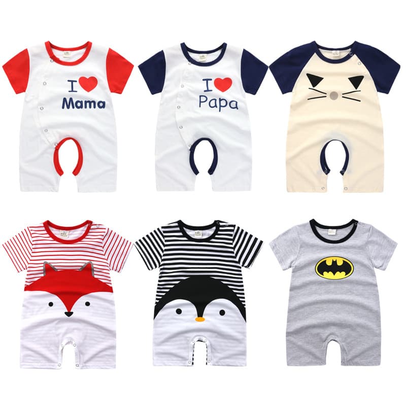 Kids Tales Children's Clothing Newborn Baby Jumpsuit Summer Outfit for Boys Thin Cute Romper Short-Sleeve Crawling Suit Cotton