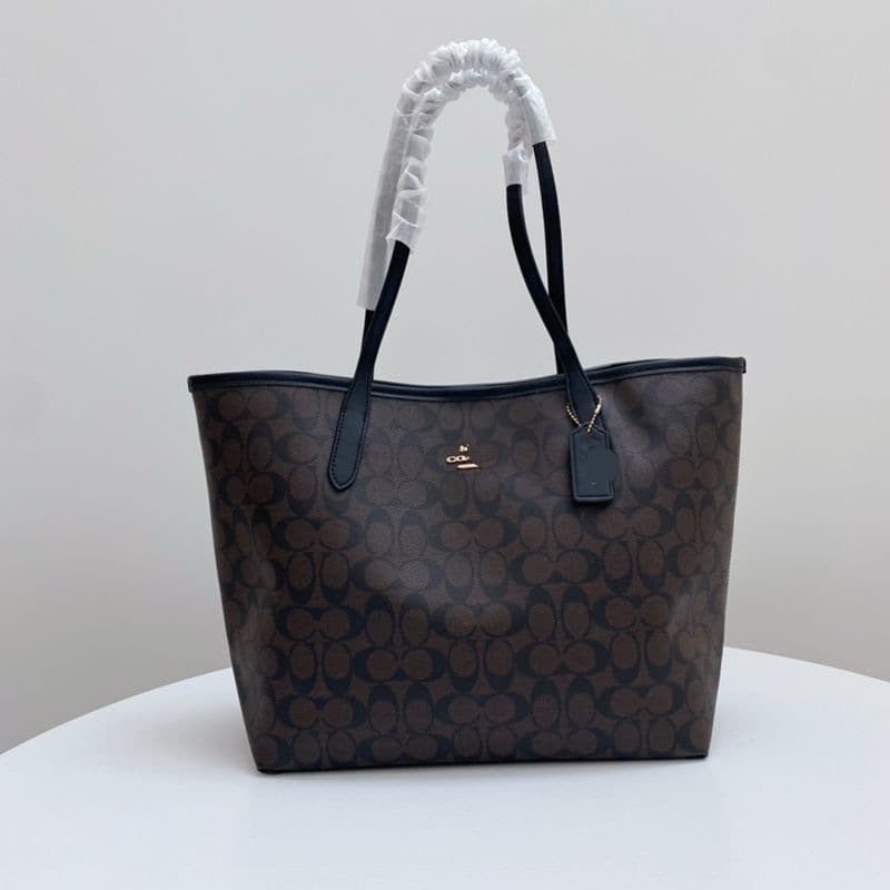Coach C City 33 Tote Bag Classic Vintage Monogram Shoulder Bag Large Capacity Commuter Versatile Handbag Underarm Bag