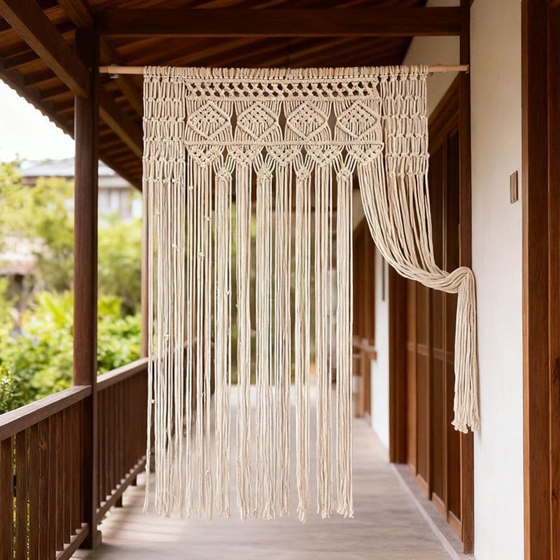 Handwoven Door Curtain Bohemian Tapestry Style Handmade Cotton Rope Woven Curtain Wedding Home Decor Decorative Tapestry