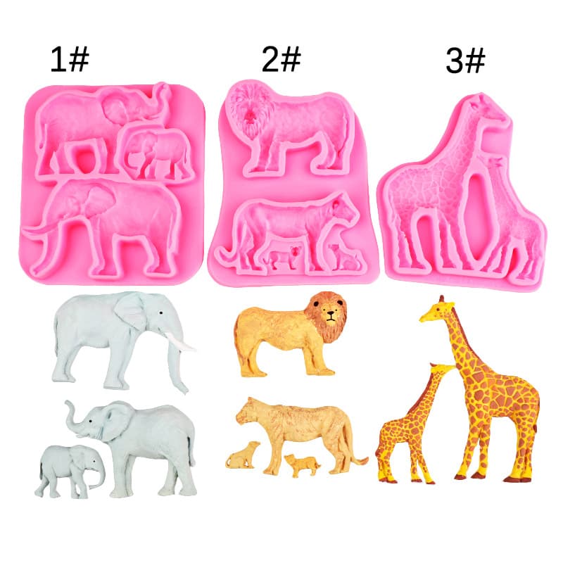African Giraffe Elephant Lion DIY Chocolate Decoration Fondant Cake Decorating Biscuit Baking Silicone Mold