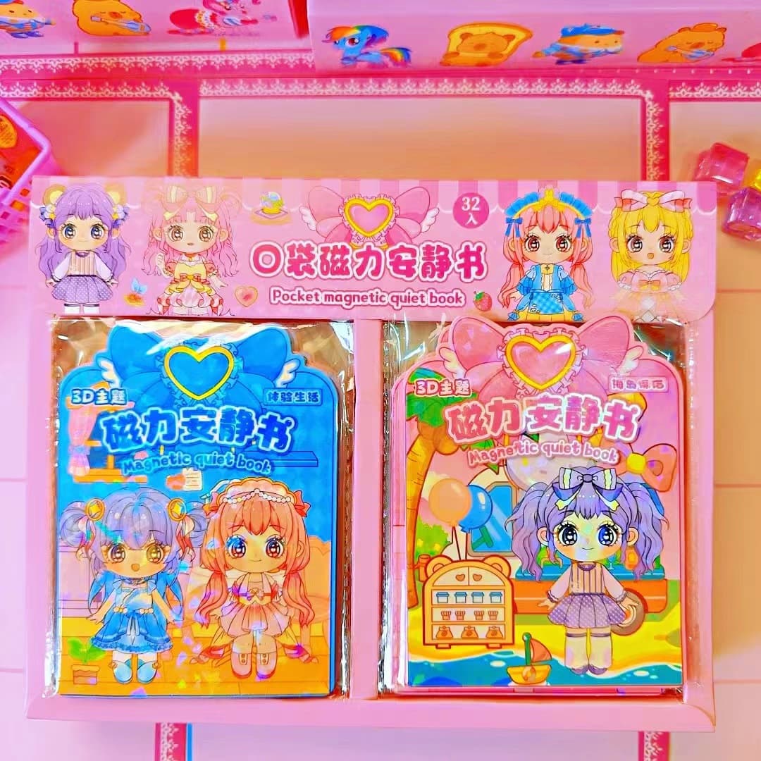 Wholesale new cartoon pocket magnetic quiet book $2 store items children's handmade DIY magnetic sticker wholesale
