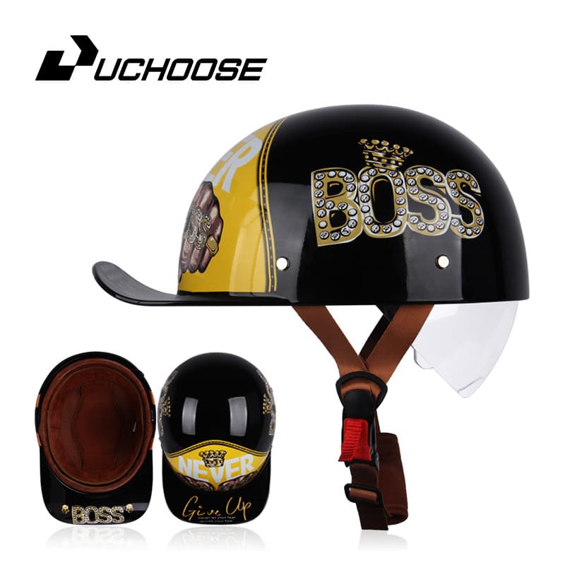 3C Certified Scooter Motorcycle Helmet Half Helmet for Men, Electric Bike Winter Baseball Cap Style for Women