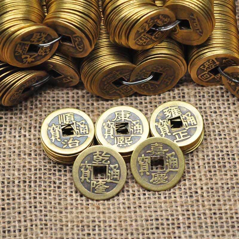 Genuine bronze antique-style coins featuring Five and Ten Emperors, 2.3cm brass, 2.8cm Five Emperor coins accessories for threshold placement, factory wholesale.