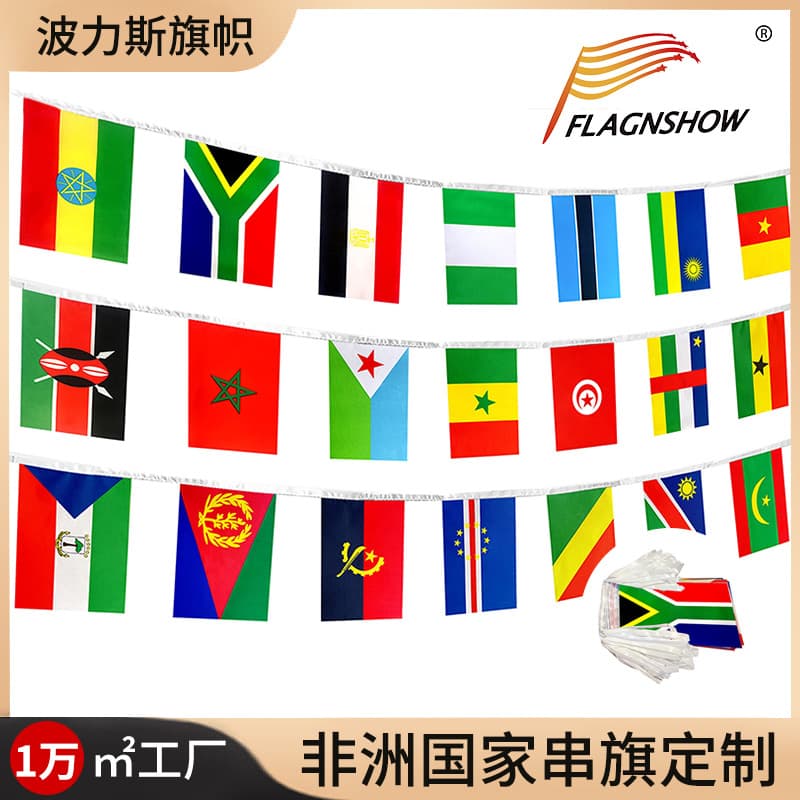 Cross-border 2027 African Cup string flags and bunting party decoration pull flags hanging flags polyester flags ten thousand national flags small flags