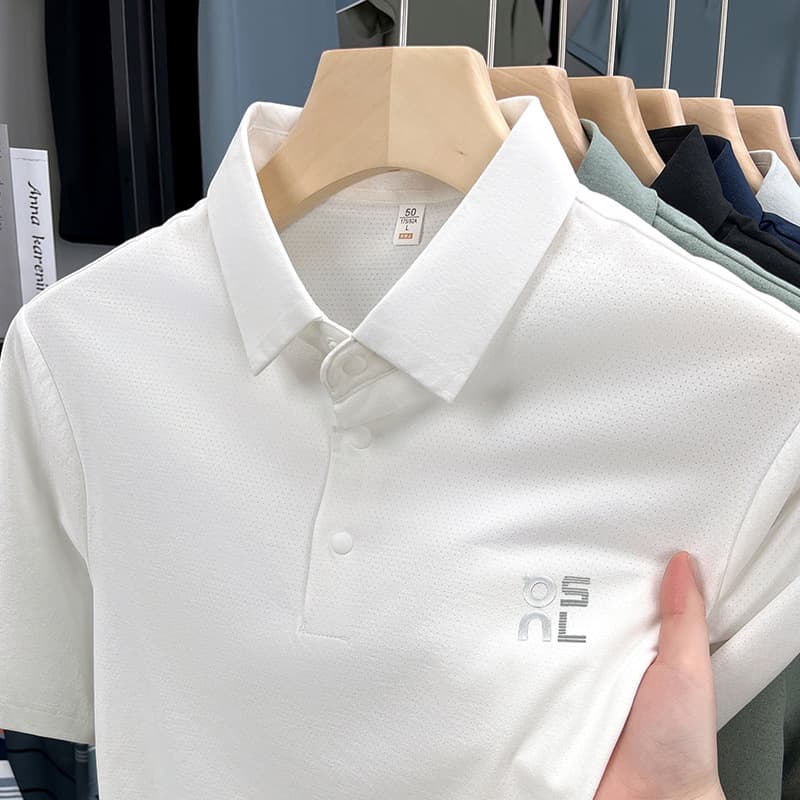 New Summer Polo Shirt Men's Short Sleeve T-Shirt Men's Pullover Turn-Down Collar Top Men's Solid Color Casual Thin Tee