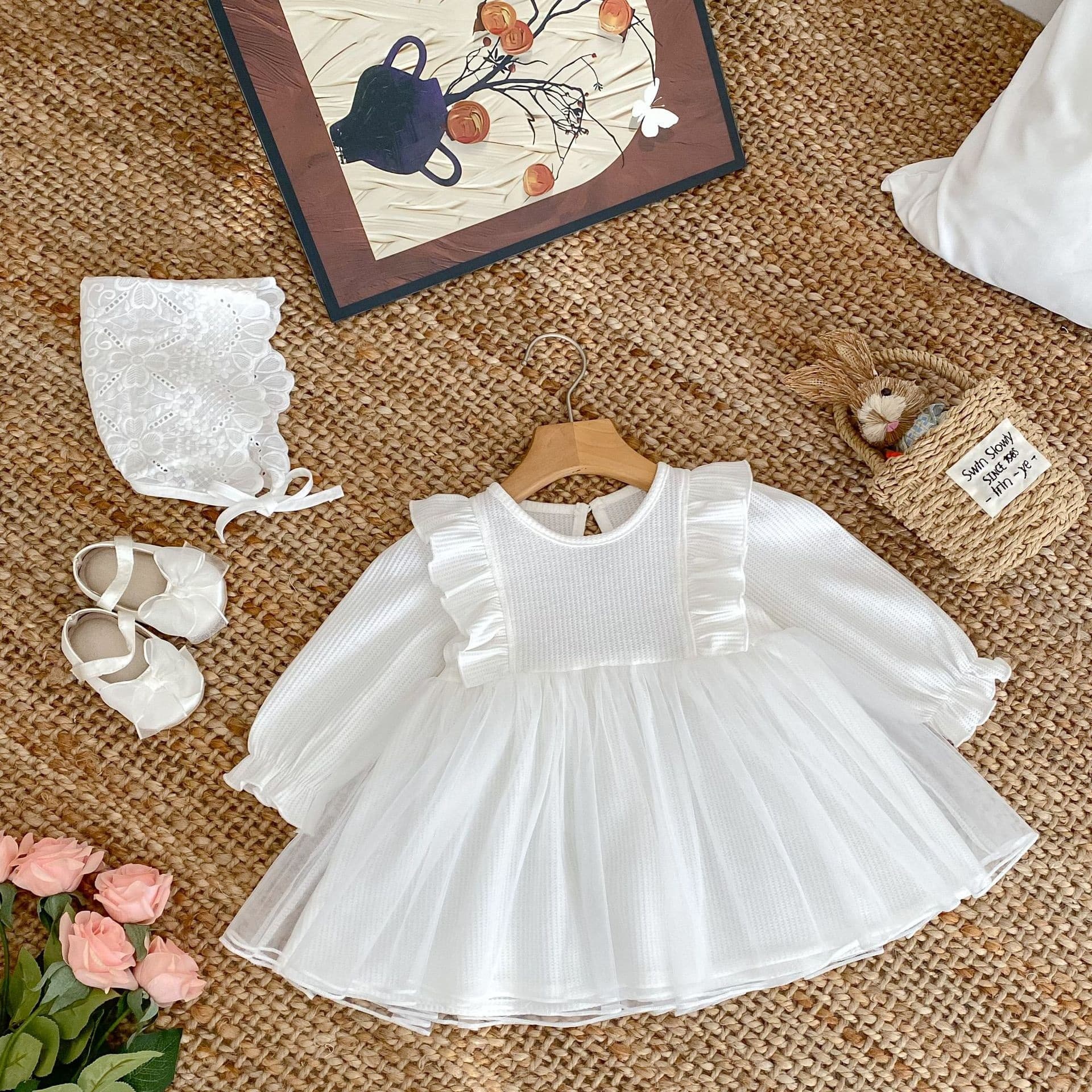 Spring and Autumn Mesh Skirt 2026 Baby Girl Princess Skirt Mesh Skirt Girls A-Line Skirt Baby Girl Dress Long Sleeve Category A