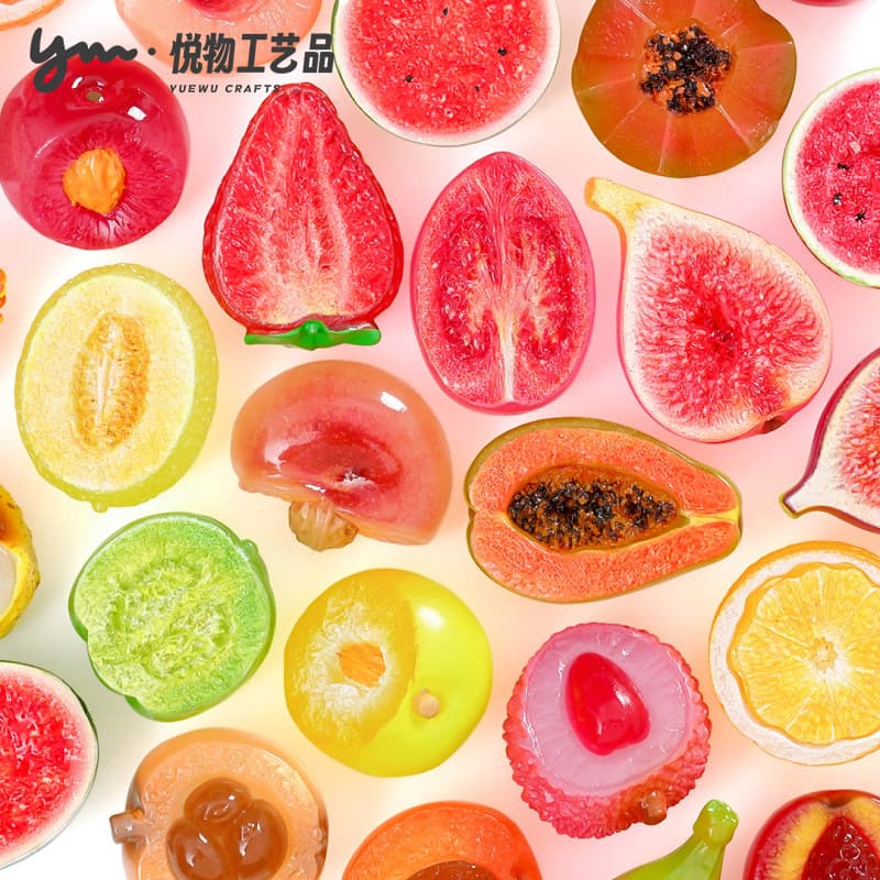 Luminous Fancy Half-Cut Waxberry Lychee Fruit Cute Beads DIY Decoration Blind Bag Accessories Car Desktop Mini Ornament