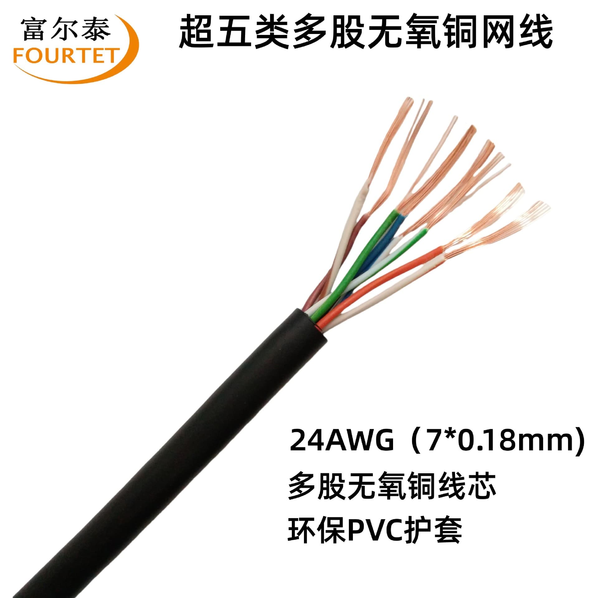 CAT5E UTP 24AWG Super Category 5 Stranded 7*0.18 Oxygen-Free Copper Flexible Network Cable for Monitoring
