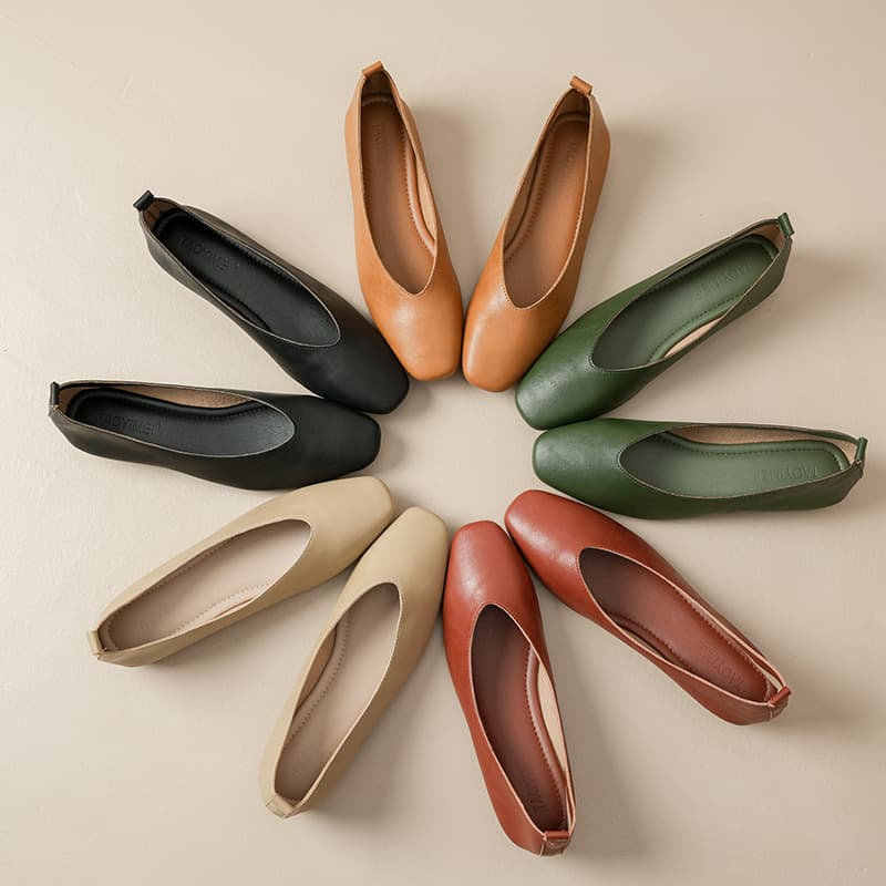 Soft Leather Women's Flat Shoes, Spring New Style, Versatile Comfortable Soft Sole, Shallow Mouth Work Shoes for Elderly Women