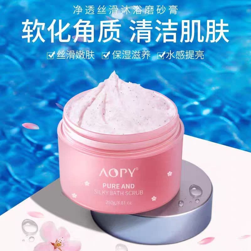 AOPY Cherry Blossom Scrub for Full Body Whitening, Bath Cleansing, Exfoliation, and Keratosis Pilaris with Niacinamide