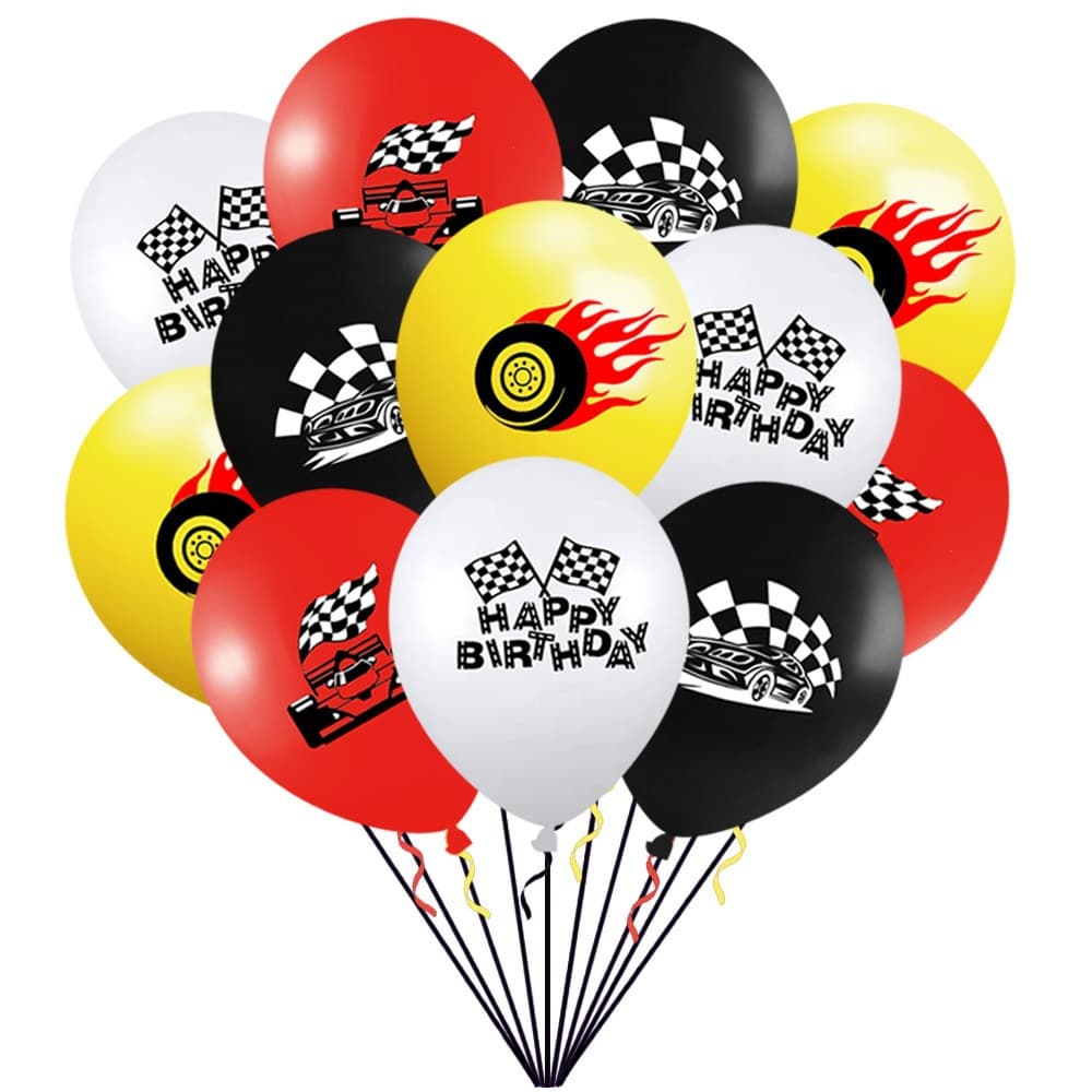 Racing-Themed Party Decorations Car Banner Birthday Decoration Supplies 12inch Latex Balloon Set Decoration Supplies