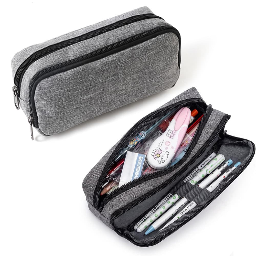 New student stationery box large-capacity pencil bag primary and secondary school double-layer stationery bag portable exam pencil bag cross-border
