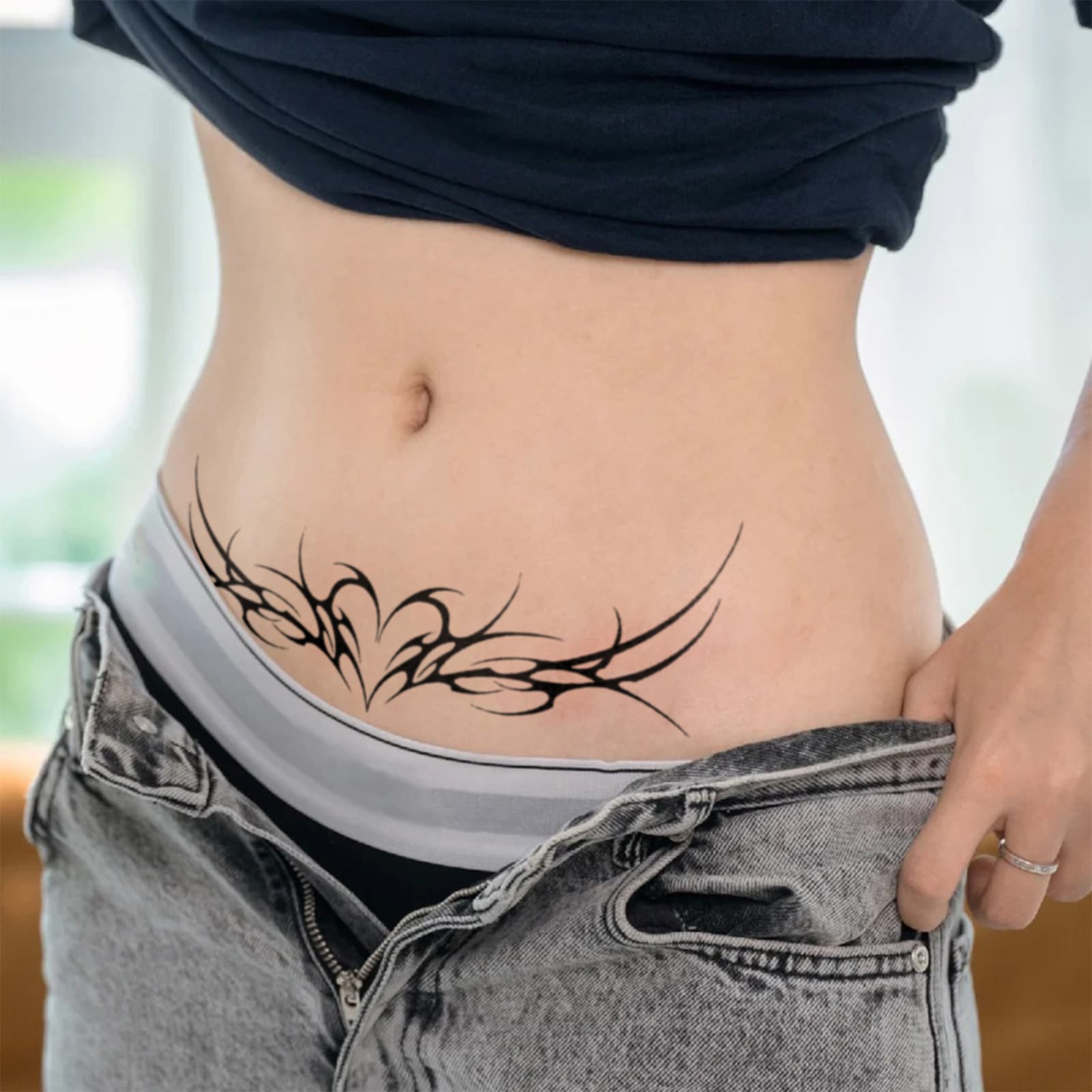 Cross-Best Selling Herbal Juice Semi-Permanent Minimalist Ins-Style Heart Thorn Succubus Waist Tattoo Sticker