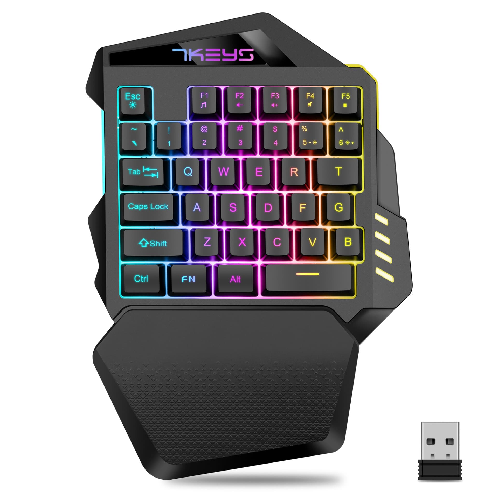 Wireless One-Handed Gaming Keyboard 2.4G Rechargeable RGB Backlit Left-Hand Esports Keypad Source Factory
