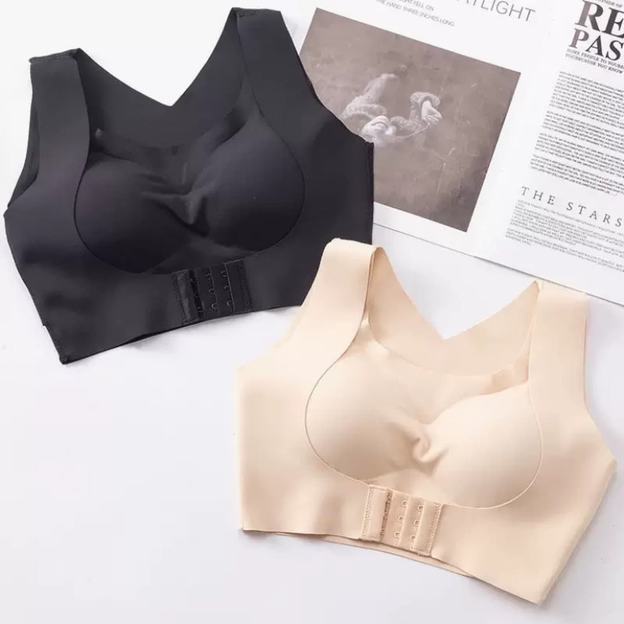 Two-in-One Seamless Front Closure Lift Push-up Wire-Free Bra Women Correction Anti-Wardrobe Malfunction Back Beauty Lace Sports Bra