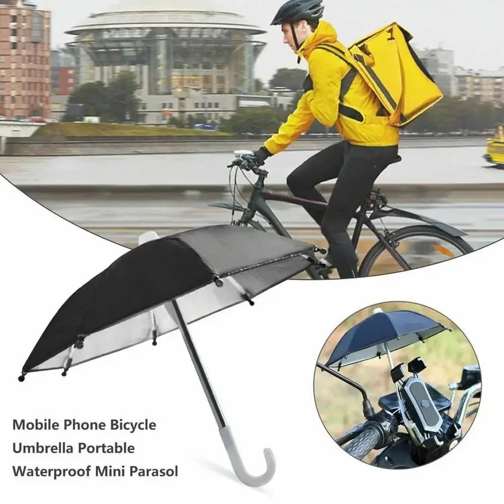 Phone Holder with Sunshade and Waterproof Mini Umbrella, Outdoor Mobile Rain and Sun Protection Accessory