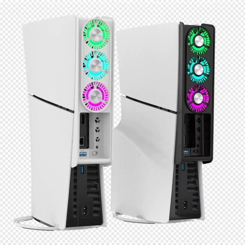 PS5 Slim Digital/Disc Edition Cooling Fan with RGB Lights, Smart On/Off, Ultra Low Noise
