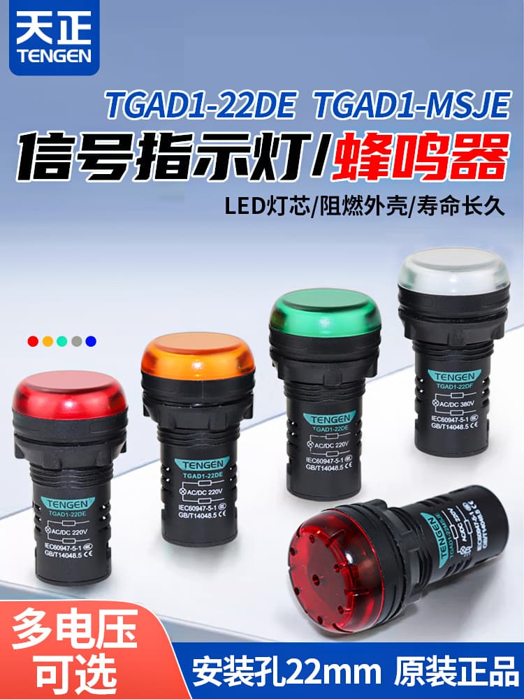 Tianzheng LED Power Indicator 24V Flashing Audible and Visual Alarm Buzzer 220V Capacitor Discharge Box Signal Light