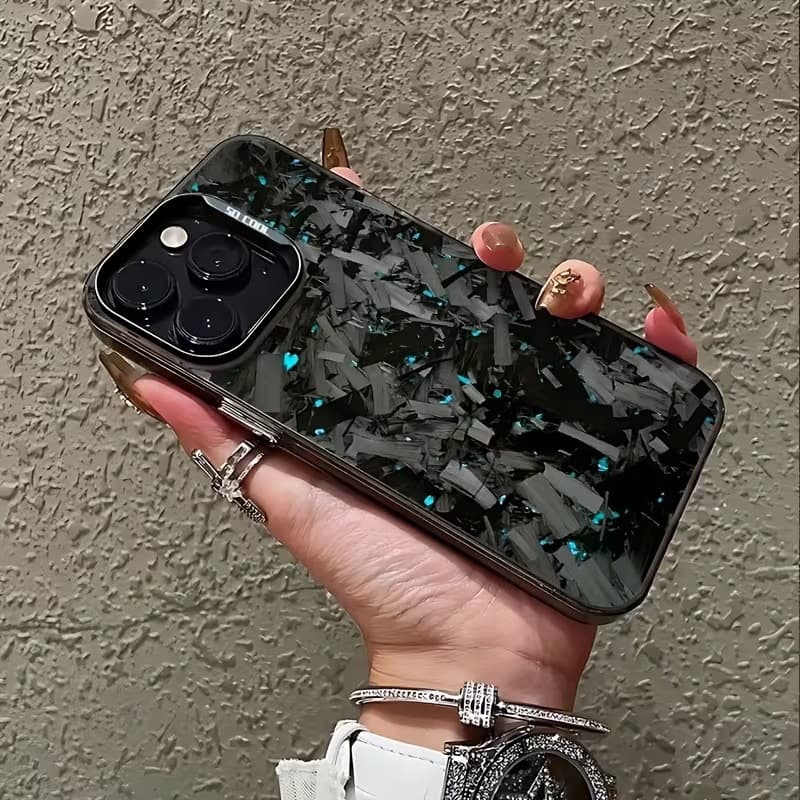 Premium Minimalist UV Painting Carbon Fiber Pattern Forged iPhone 17 Pro Max Case
