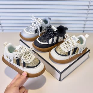Children's Skate Shoes 2026 Spring Autumn New Boys Casual Shoes Sequins Fashion Girls Sneakers Soft Sole Toddler Baby Shoes