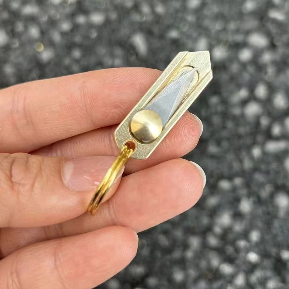 Brass Mini Knife Portable Sharp Self-Defense Tool Push Knife for Opening Packages