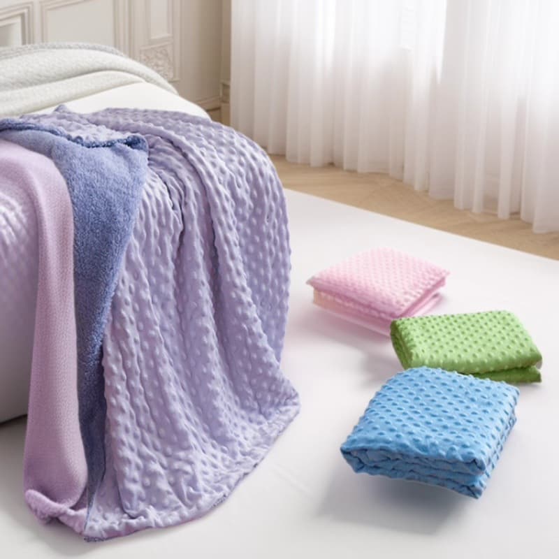 Baby bubble blanket, short plush bean-shaped blanket, solid color blanket, children's double-layer blanket, nap blanket