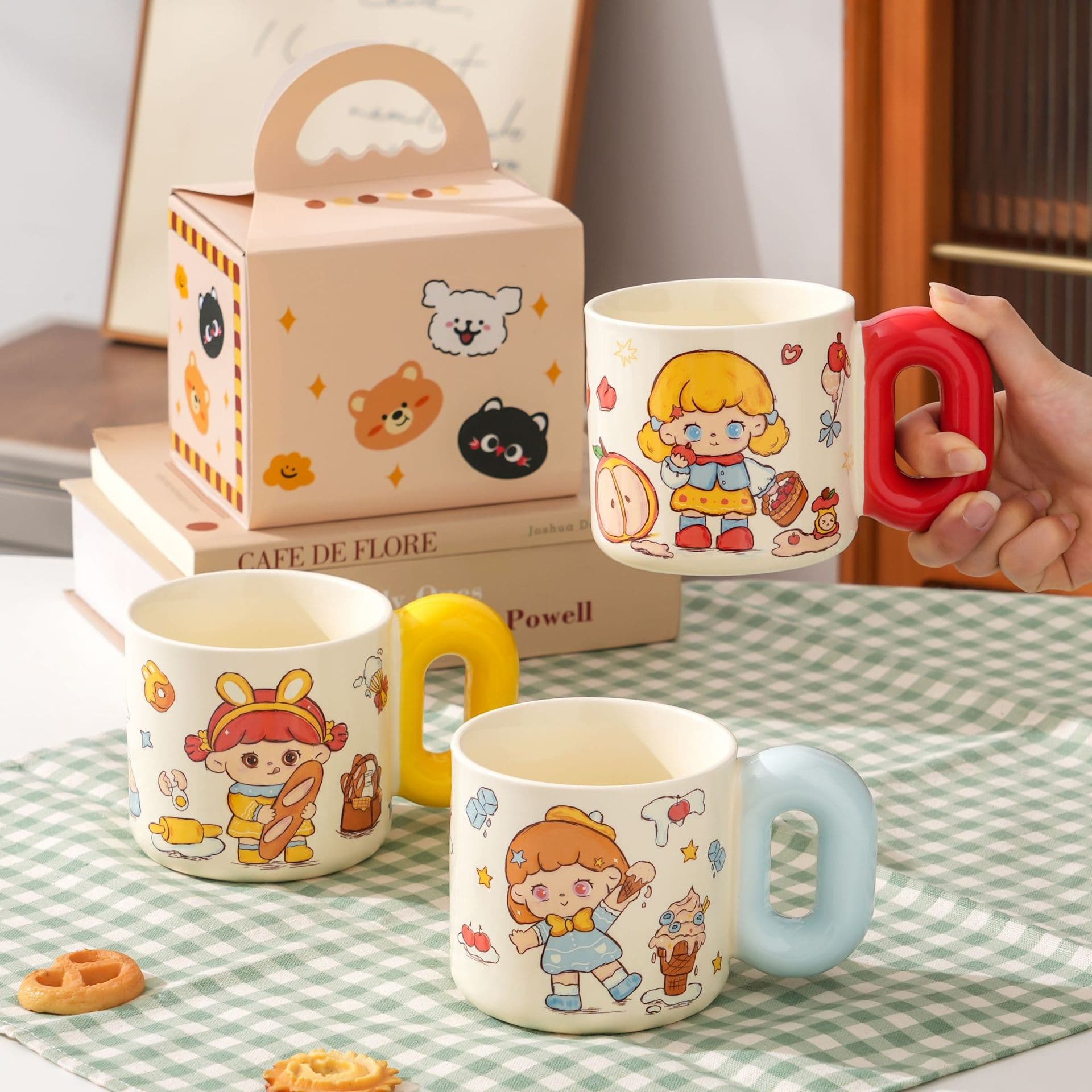Ceramic cup, cute girl, good-looking mug, girl's coffee cup, gift box, water cup, girl's heart gift cup