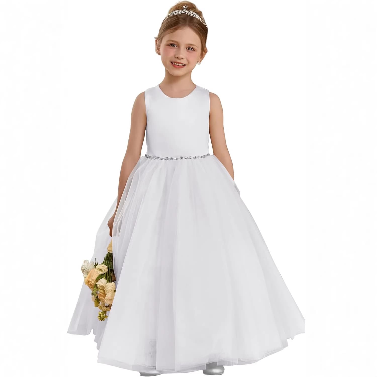 Mcieloluna Flower Girl Dresses 2025 First Communion Dresses Satin Tulle Princess Gown