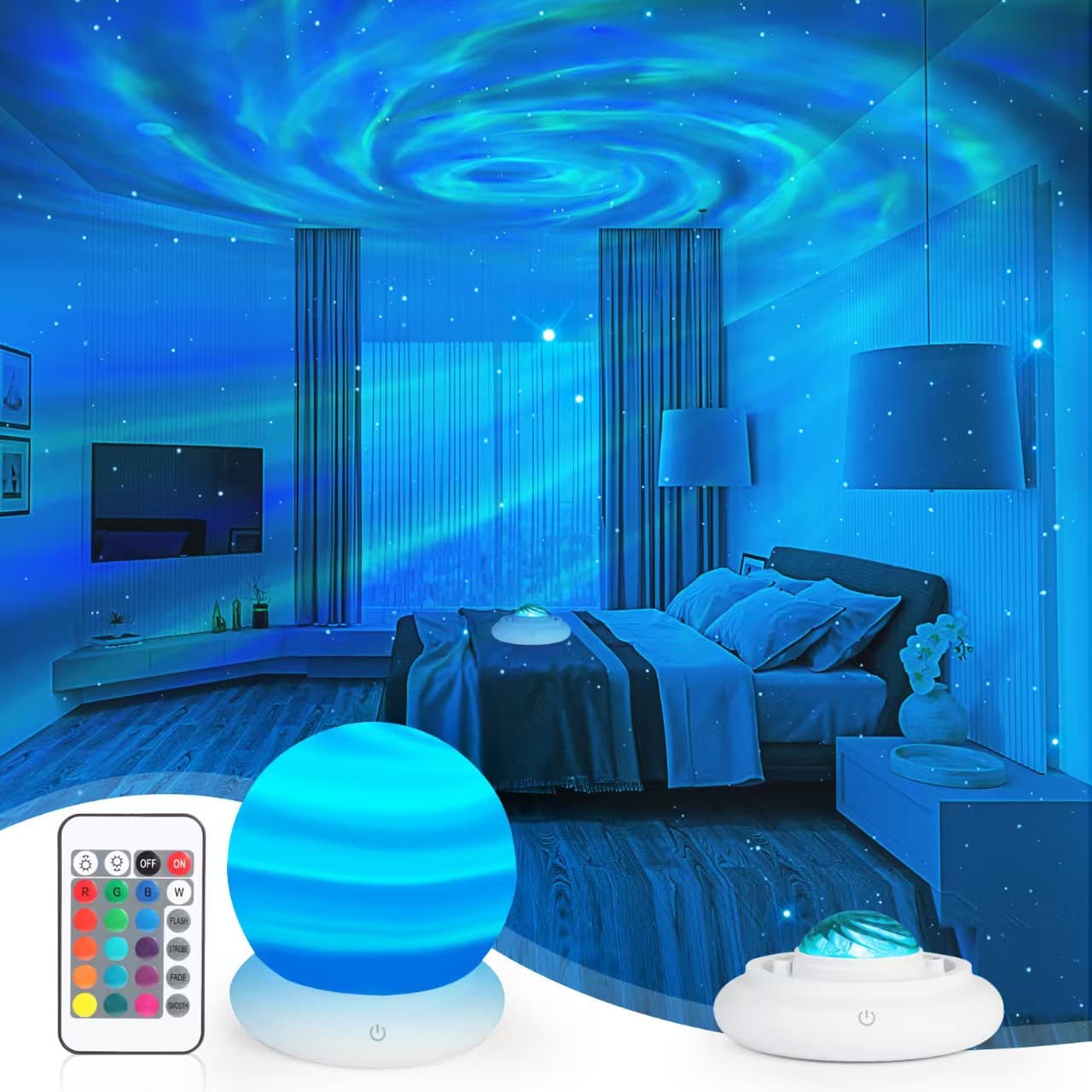 Cross-border Northern Lights projection lamp planet lamp bedroom children's room light and shadow starry sky lamp remote control night light starry sky projection
