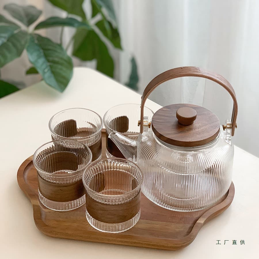 Herbal and fruit teapot, steam tea brewer, heat-resistant glass coffee pot, home tea set collection