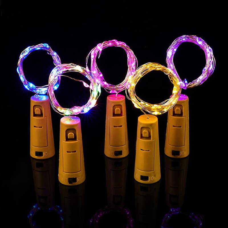 Colorful Flower Light String Copper Wire Battery Powered Flashing Light Decorative Bottle Stopper Wine Bottle Light String