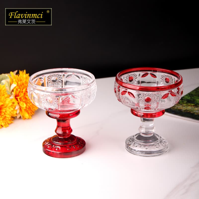 European Style Finely Engraved Thickened Crystal Glass Fruit Bowl High-Footed Ice Cream Cup Dessert Cup Household Living Room Candy Dish Sugar Bowl
