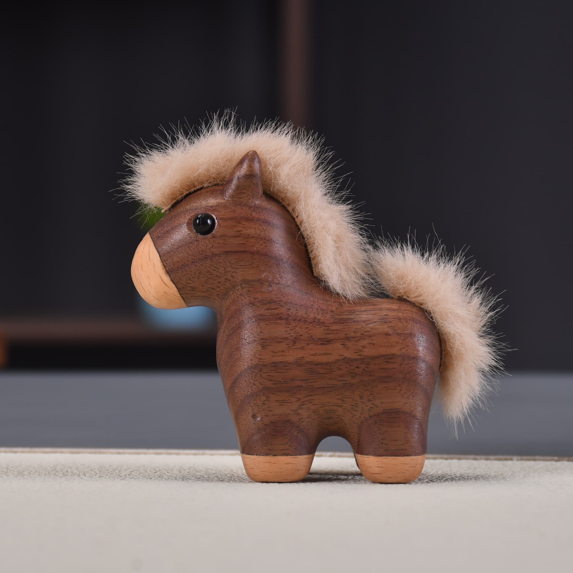 New Year of the Horse Mascot Simulated Plush Wooden Carved Little Horse Doll Cute Zodiac Horse Auspicious Ornament Wholesale