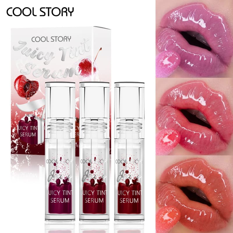 3 packs of lip creative water-oil 2N1 lip dye set, rich, plump, moisturizing, long-lasting lip gloss