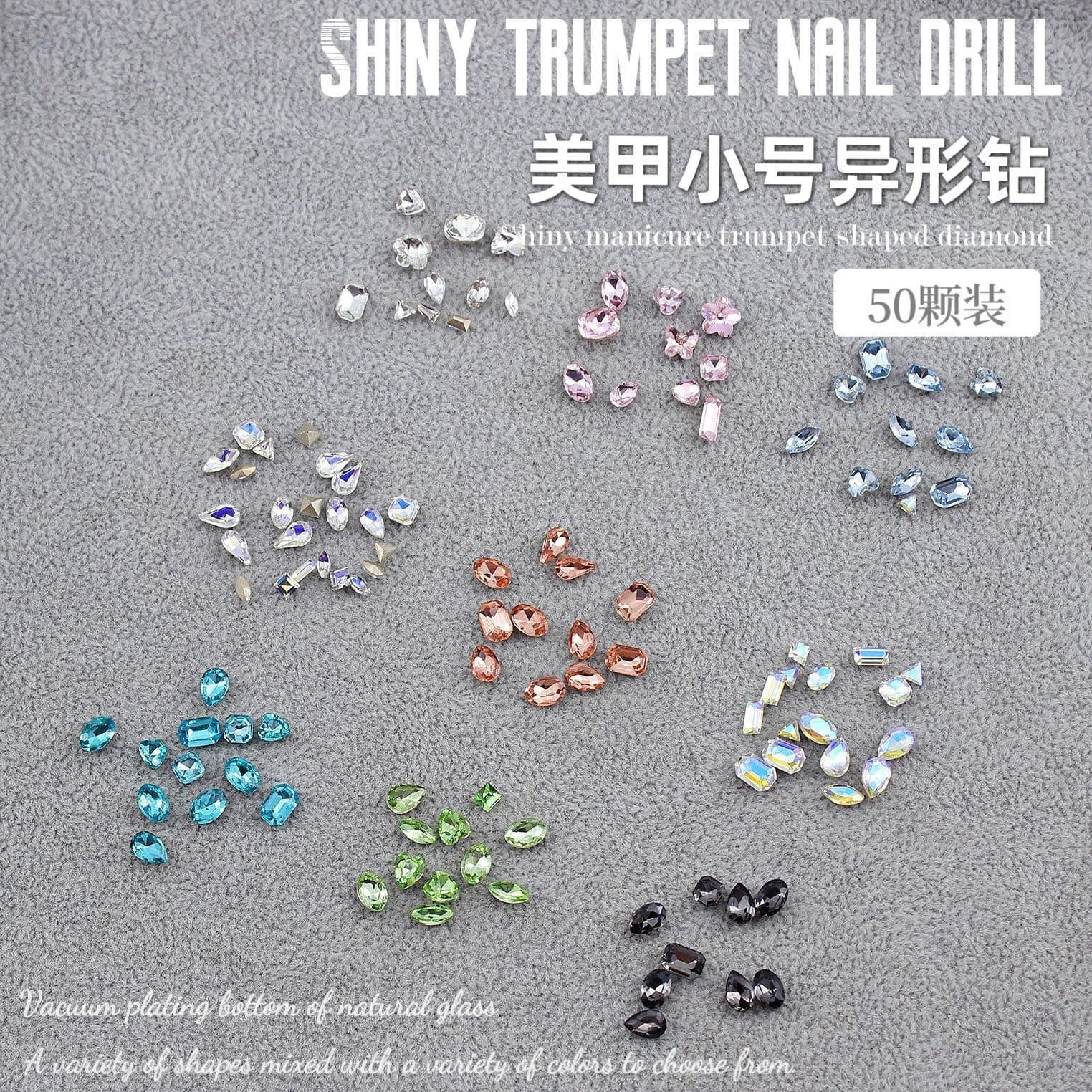 Nail Art Accessories, Pointed Base, Small Shaped Diamonds, Wholesale Mini Water Drop Love Square Diamonds, Transparent Stacked Diamonds, Mixed Diamonds, Cross-Border