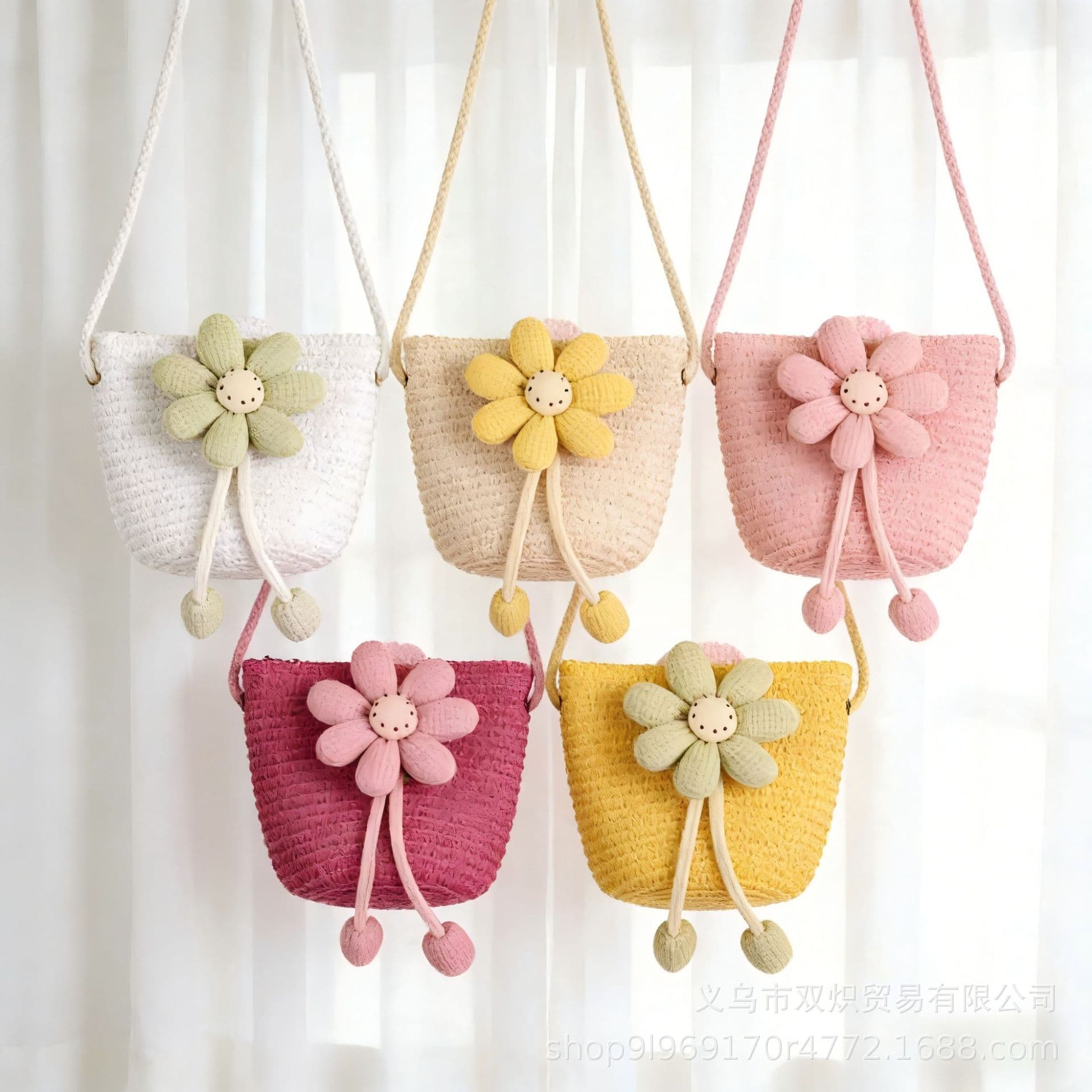 Spring and Summer Children's Straw Coin Purse, Beach Sweet Girl Outfit Photo Prop Small Woven Bag